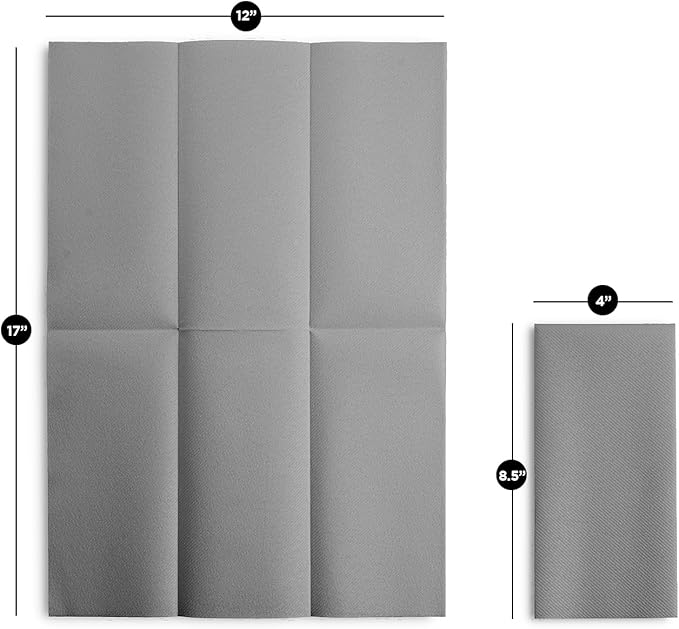 Linen-Feel Grey Paper Napkins - Decorative Cloth-Like Disposable Dinner Napkins - Soft And Absorbent Napkins for Thanksgiving, Party, Wedding, Bathroom Or Any Occasion. (Pack of 100)