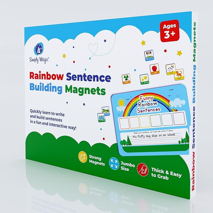 110 PCS Sentence Building Kit for Kids, Speech Speak Spell Games, Word Building Magnets, Speech Therapy Toys for Toddlers, Reading Games for Kids, Learn to Read, Reading Manipulatives - Simply Magic