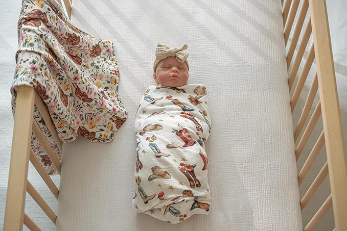 ittle Jump Muslin Swaddle Blankets for Boys Girls, 2 Pack Receiving Baby Blanket Large 47 x 47 inches, Soft Breathable Swaddling Wrap for Unisex Newborn (2 Pack Cow Girls)