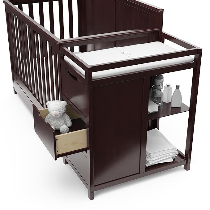 Graco Hadley All-in-One Convertible Crib & Changer (Espresso) – GREENGUARD Gold Certified, Fits Standard Crib Mattress, Converts to Toddler Bed and Full Bed, 4 Adjustable Mattress Heights