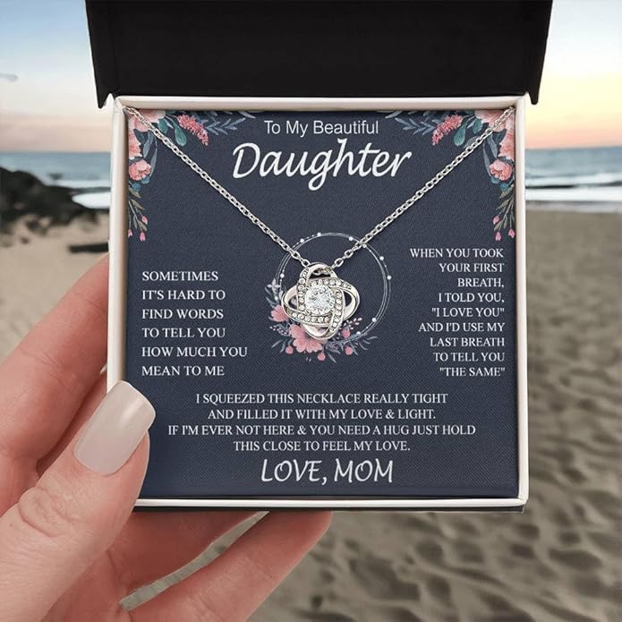 To My Daughter Gift Necklace From Dad or Mom - Badass Daughter Jewelry With Heartfelt Message & Elegant Box