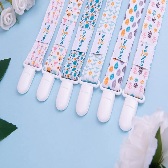 Babygoal Pacifier Clips, 6 Pack Binky Paci Holder and Leash for Boys and Girls Fits for Most Pacifier, Binkie Styles & Baby Teethers & Toys and Gift 6PS35