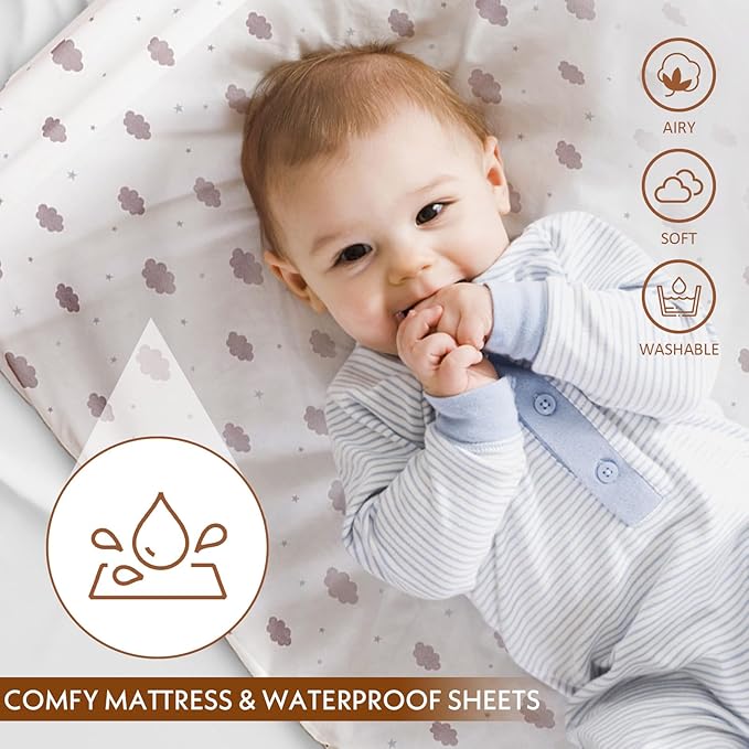 Baby Bassinet, Rocking Bassinet with Waterproof Sheet, 3-in-1 Baby Bassinets Bedside Sleeper, 6 Height Adjustable Pink Bassinet