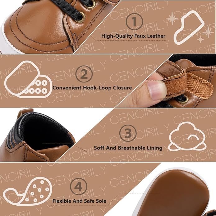 CENCIRILY Baby Boys Girls High Top Sneakers Soft Soles Anti Skid Infant Ankle Shoes Toddler Prewalker First Walking Crib Shoes