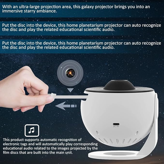 Star Projector,Upgraded Planetarium Projector for Bedroom,Educational Audio Galaxy Projector with 4K Replaceable 13 Galaxy Discs,Sky Light Living Room Decor,Night Light for Kids Room Valentines Gift