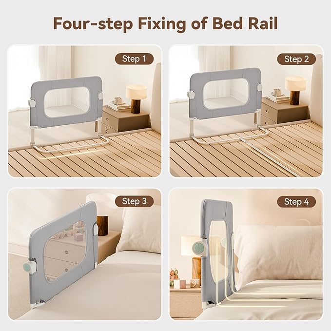 Reinforced Safety Bed Rail for Toddlers – 32” Bed Rail Guard with Thickened Material, Foldable & Adjustable Rail for Crib, Twin, Full, Queen, King Beds