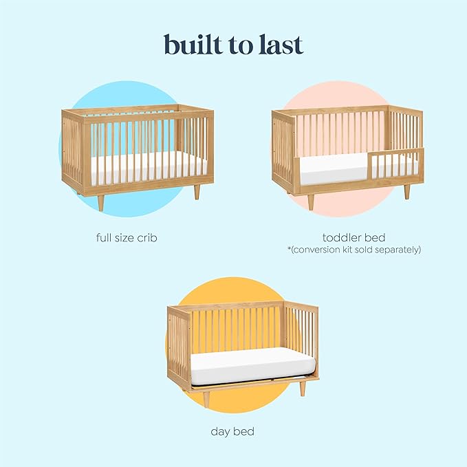DaVinci Marley 3-in-1 Convertible Baby Crib - GREENGUARD Gold Certified Convertible Crib to Toddler Bed and Daybed - Wooden Baby Bed with 4 Adjustable Mattress Heights - Easy to Assemble - Honey