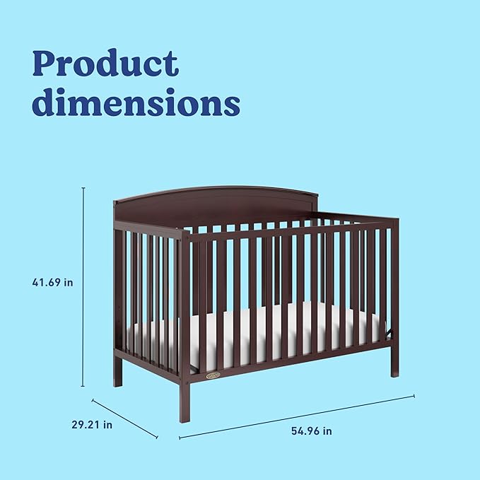 Graco Benton 5-in-1 Convertible Crib (Espresso) – GREENGUARD Gold Certified, Converts from Baby Crib to Toddler Bed, Daybed and Full-Size Bed, Fits Standard Full-Size Crib Mattress