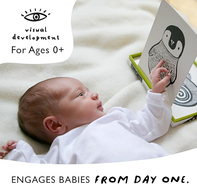 Wee Gallery Art Cards for Baby, Durable High Contrast Black and White Animal Flashcards for Newborns, Brain Development, Sensory Toys, Tummy Time Essentials for Infant and Toddler - Original Animals