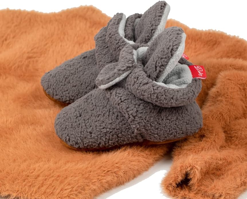 Sawimlgy Newborn Infant Baby Girl Boy Cotton Booties Stay On Sock Slippers Soft Bedroom Shoes Non-Skid Ankle Boots With Grippers Toddler Crib Warm Shoe First Walker Birthday Shower