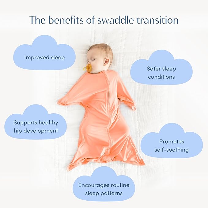 SleepingBaby EverSoft Zipadee-Zip Transition Swaddle - Roomy Wearable Blanket with Two Way Zipper - Viscose from Bamboo - Peach Fuzz, Large (12-24 Month)