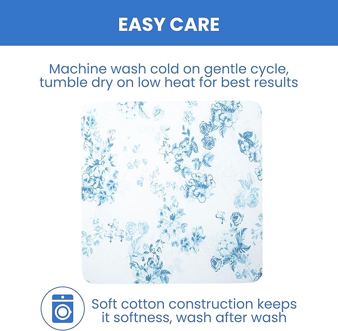 Delta Children Fitted Crib Sheets for Girls and Boys - 100% Organic Cotton Crib Sheet for Standard Crib and Toddler Mattresses - 28x52 Inch - GOTS Certified (Pack of 3), Blue Botanicals