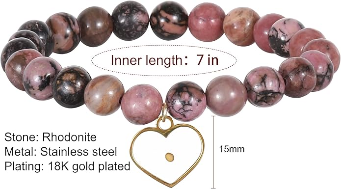 Miscarriage Gift Heart Charm Stretch Bracelet Crystals and Healing Stones Bracelet for Mother Father