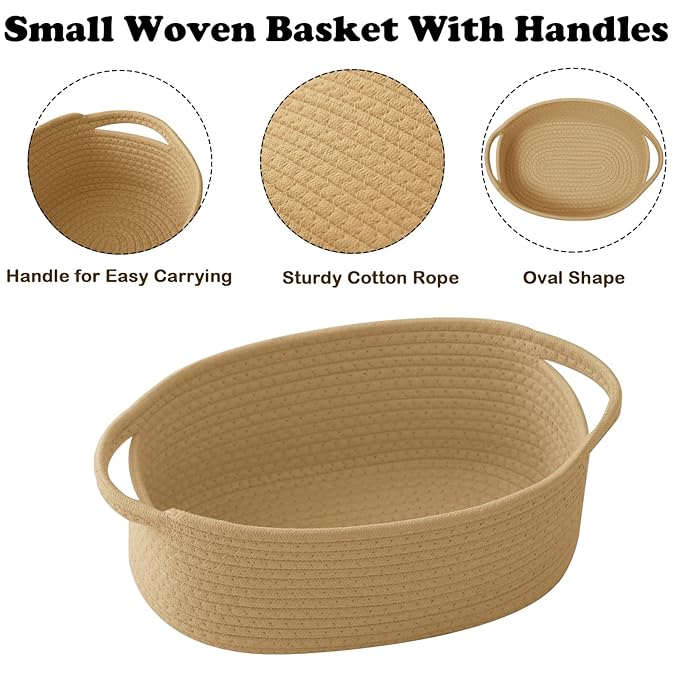 Gift Basket with Gift Bag and Ribbons,Small Rope Woven Shelf Storage,Baskets for Gifts Empty,Birthday,Shower,Decorative Organizer Box for Cat Dog Pet with Handles(Jute)