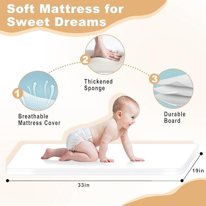 Baby Bassinet,3 in 1 Bedside Bassinet for Baby with Hanging Toys,Foldable Baby Bassinets Bedside Sleeper,4-Sided Mesh Bedside Crib with Wheels and Storage Basket,6 Height Adjustable (Light Grey)