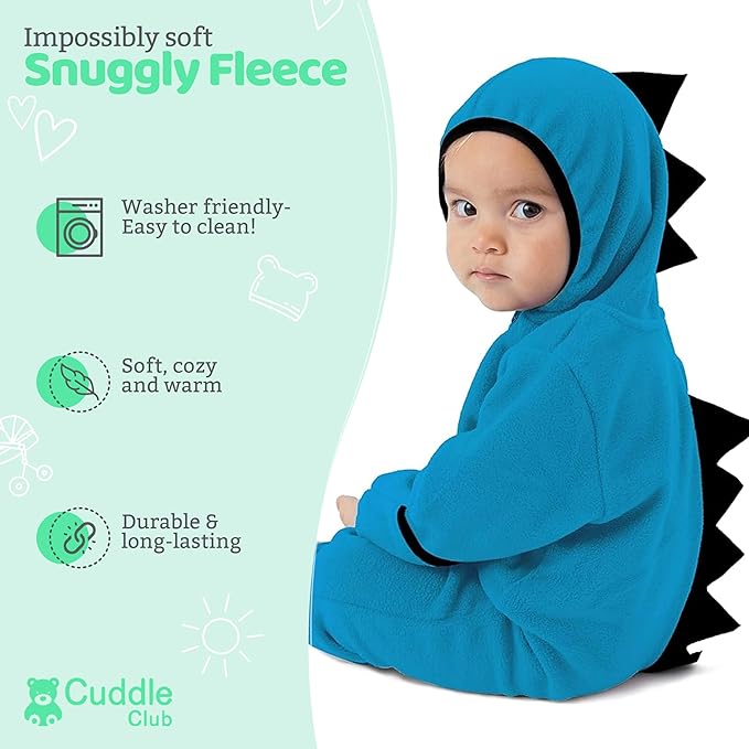 Cuddle Club Fleece Baby Bunting Bodysuit with Hood, Convertible Mittens & Booties, Car Seat Friendly, Soft & Warm, Easy Zip