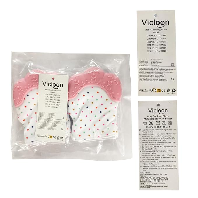 2Pack Silicone Teething Mitt, Soothing Infant Teething Mitten Pain Relief, Prevent Scratches Glove, Safe Silicone Teething Toys for 0-12 Months