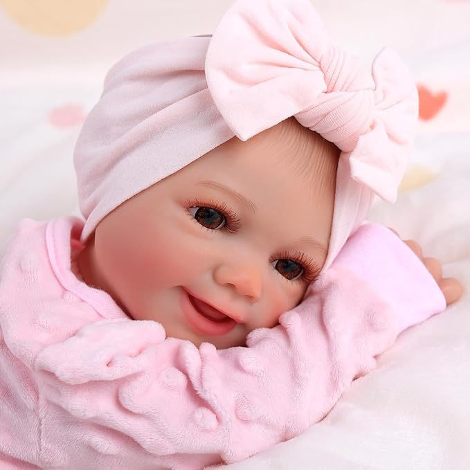 BABESIDE Reborn Baby Dolls Silicone Full Body Sunny - 17 Inch Cute Soft Realistic Baby Doll Poseable Smiling Real Life Baby Dolls with Complete Accessories for 3+ Years Old Gifts, Pretend Play