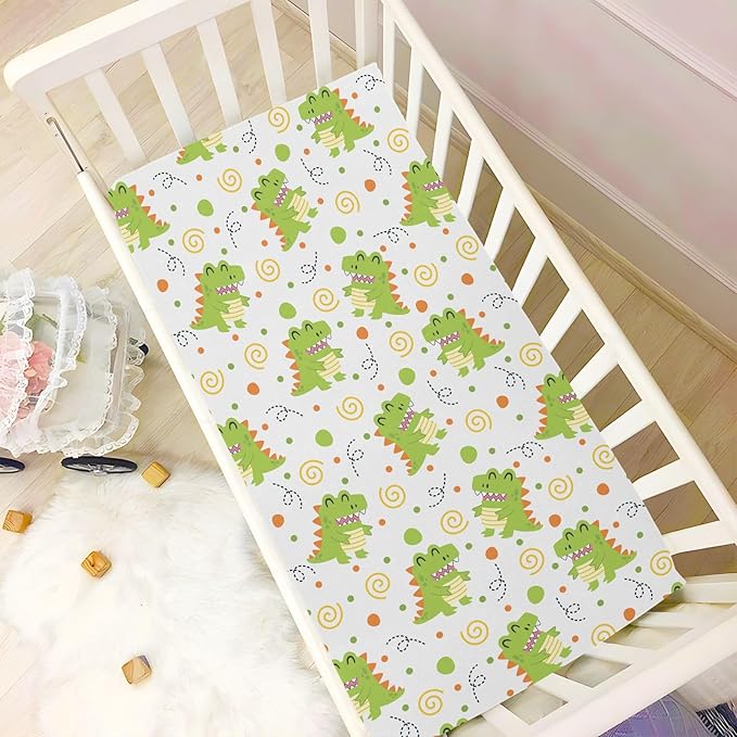 Little Dinosaur Crib Sheets for Neutral Bassinet Play Sheets,Sheets Toddler Bed Sheets for Baby Boys Girs 39 * 27 * 5in