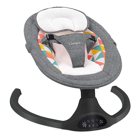 LAREX Baby Swings Electric Baby Swing Bluetooth Infant Swing Portable Rocker with 5 Speeds, 1 Seat Position, Remote Control, Dark Grey