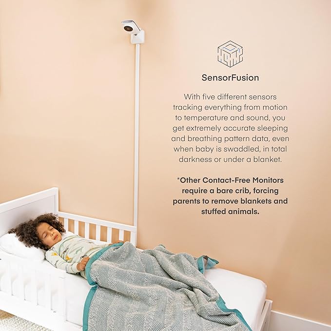 Miku Pro Upgraded Smart Baby Monitor with Camera, Wall Mount and Floor Stand, Real-Time Breathing and Sleep Tracking, Contact-Free Alerts, Sleep Analytics for Infants, Requires Paid Membership