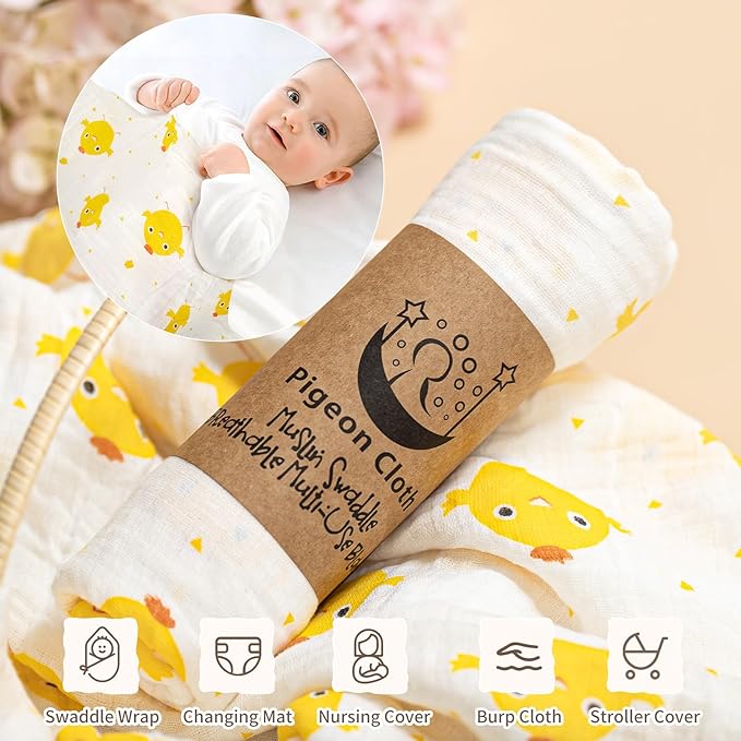 Golray 9pcs Newborn Baby Gift Baskets for Boys Girls Baby Shower, 2 Rattle/Seat Hang Toy/Blanket/Onesies/Bib/ 3D Socks/Wood Milestone/Carry Box, Neutral New Born Essential Stuff Unisex Baby Gifts Boy