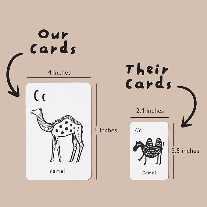 Wee Gallery Educational Flashcards for Babies, Double Sided Black and White Learning Flash cards, Woodland Animal Alphabet Cards for Visual Stimulation and Cognitive Development of Toddlers