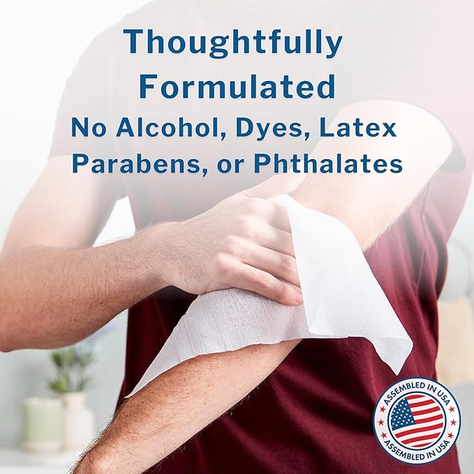 McKesson Washcloth Wipes for Adults, Unscented (6 Pack, 288 Washcloths) Disposable Wash Cloths for Body - Fragrance-Free No-Rinse Formula - Good for Incontinence and Elderly - 48 Wipes Per Pack