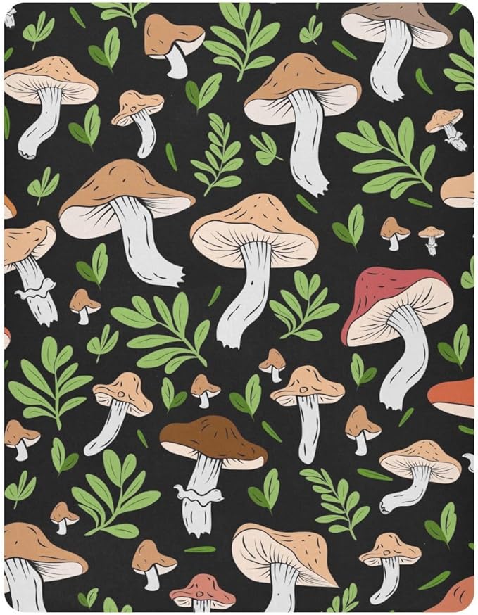 Baby Crib Sheets Wild Mushrooms Crib Sheets for Boys Girls,Neutral Bassinet Toddler Bed Play Sheets Breathable Soft and Portable 52 * 28 * 9in