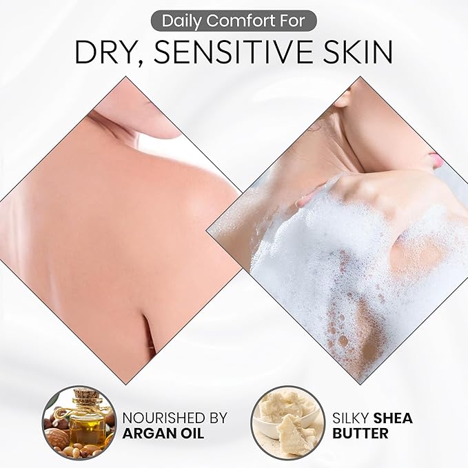 Foaming Body Wash for Sensitive Skin & Babies, Moisturizing Body Soap with Organic Shea Butter, Almond Oil, Cocoa Butter from Japan, Sulfate & Paraben Free, Rose& White Peach 30.4 Fl Oz