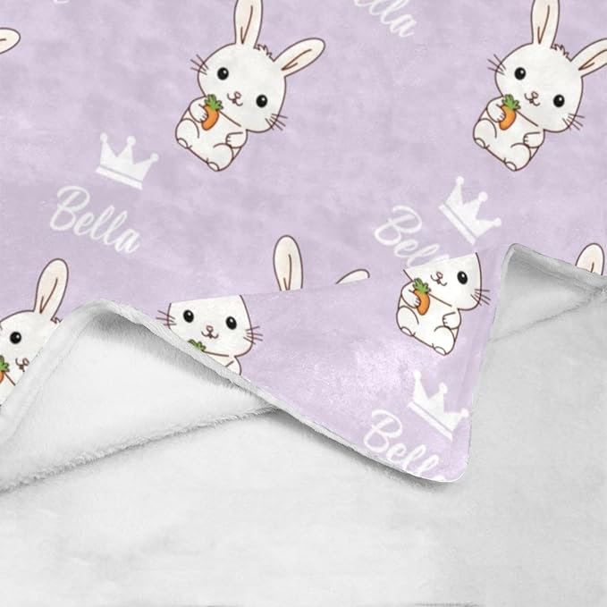 Personalized Easter Baby Blanket With Names & Cute Animals - Customized Baskets for Boys, Girls & Kids - Newborn Soft
