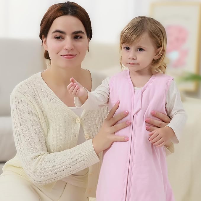 Mosebears Sleep Sack Baby Winter Wearable Blanket with 2-Way Zipper,2.5 TOG Cotton Sleep Sack Unisex (Blush, 18-24 Months)
