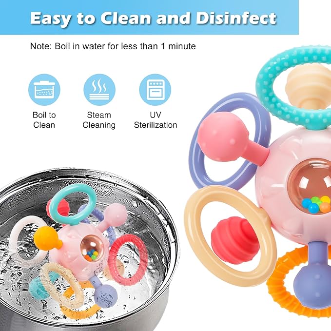 Montessori Teething Toys for Babies 0-6 6-12 Months, Baby Teether Sensory Toys for 0 3 6 9 12 18 Months, Newborn Infant Learning Toys for 1 2 Year Old Boys Girls