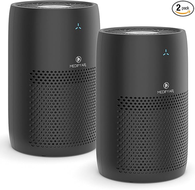 Medify MA-22 Air Purifier with True HEPA H13 Filter | 555 ft² Coverage in 1hr for Allergens, Smoke, Wildfires, Dust, Odors, Pollen, Pet Dander | Removal to 0.1 Microns | Black, 2-Pack