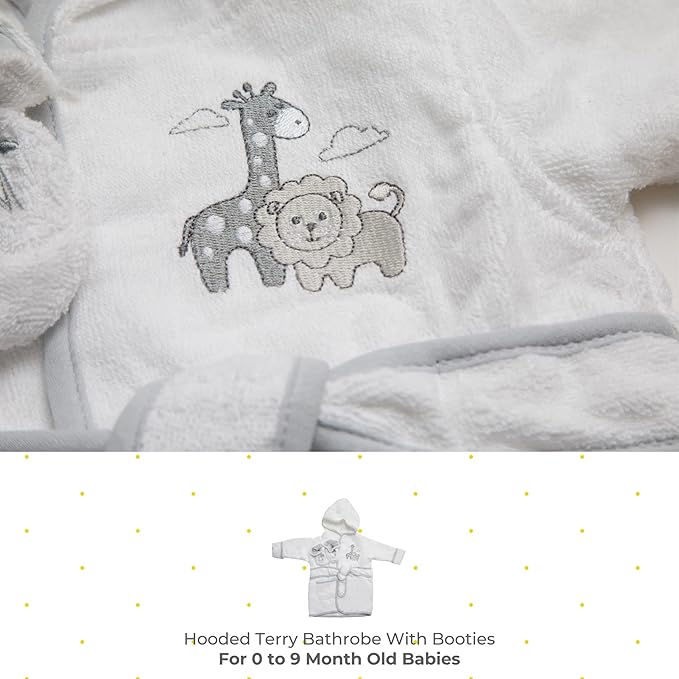 Spasilk 100% Cotton Hooded Terry Bathrobe with Booties Baby One Size Gifts — Shower