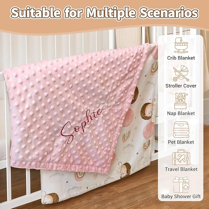 Personalized Name Baby Blanket, Custom Baby Blanket with Embroidered Name, Personalized Baby Blankets Gifts for Girls, Boys, Newborn(30x47in)