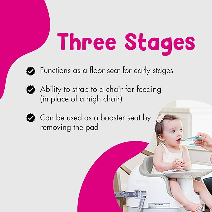 Bumbo 3-in-1 Multi-Seat for 6 to 36 Months, Travel Baby Feeding & Play Floor Seat, All-in-One Portable Booster with Tray & Toddler High Chair, Powder Blue