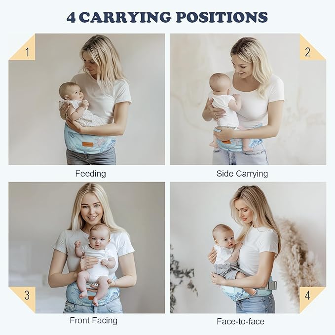 Baby Hip Carrier - Adjustable Waistband & Hip Seat for Newborn-Toddler (Up to 66 Lbs) with Pockets for Parents