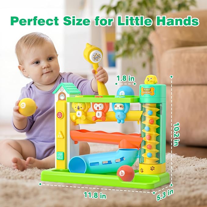 Musical Toys for 1 Year Old Boy Girl, Bilingual Learning Educational Toys with Music Light, Toddlers Ball Drop Toy 1-2 Yr, Gifts Presents for 1 Year Old Boy Girl, 1st First Birthday Gifts