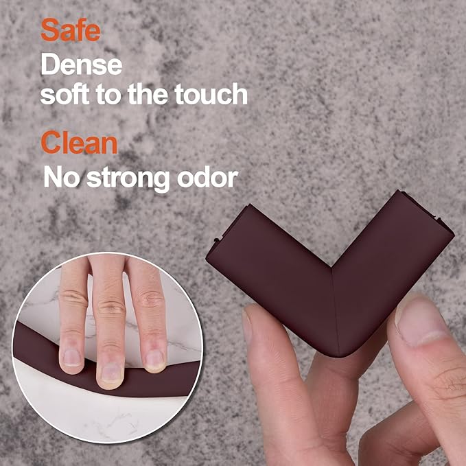 Baby Proofing Edge and Corner Guards, Safety Furniture Bumper with 3M Double-Sided Tape, Child Corner Protector for Fireplace, Table, Stair, Cabinet, (Coffee)