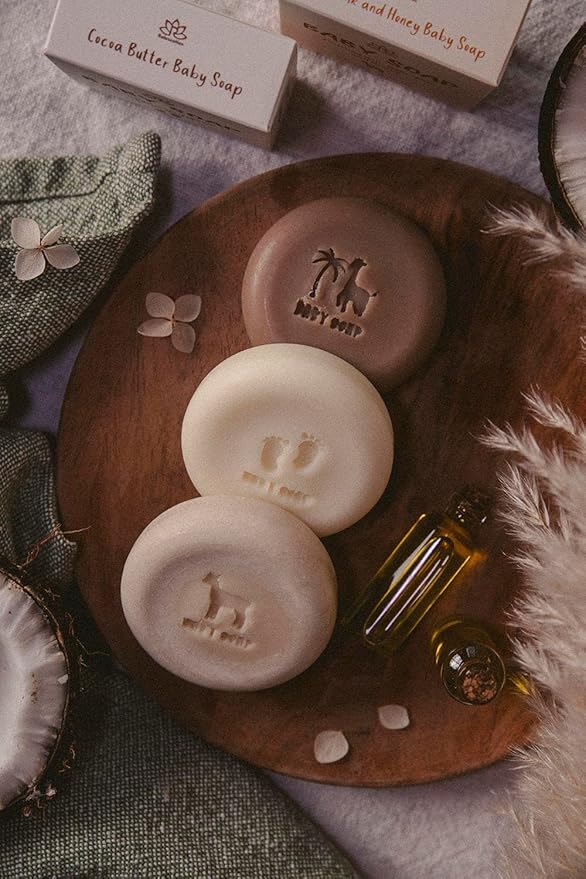 MADE IN USA Baby Soap Bar with Goat Milk and Honey - Naturally Cold Processed from Organic Ingredients - Delicate for Newborn Skin, Gift for babys, Kids, Toddlers and Adults - Handmade in USA
