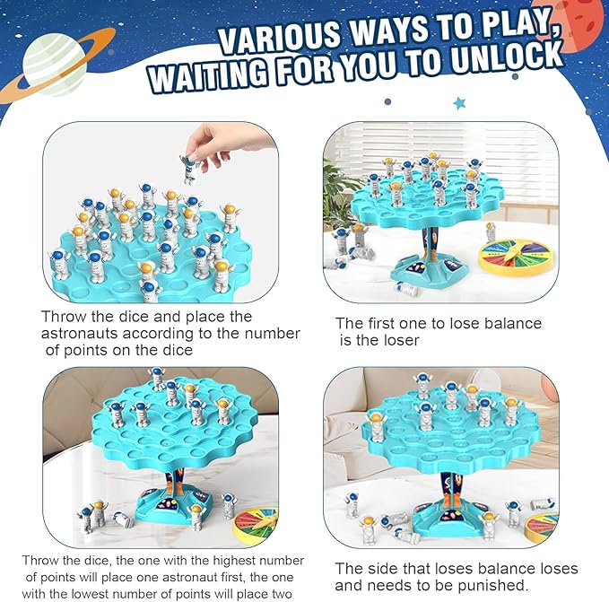 Astronaut Balance Game,Balance Board Game,Two-Player Balanced Tree Board Game, Montessori Astronaut Balance Tree Educational Toys, Children Desktop Gift for Boys Girls