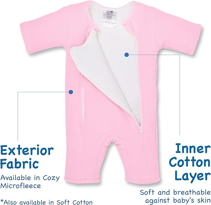 Magic Sleepsuit Baby Merlin's Bamboo/Cotton Baby Swaddle Transition Product - Soft and Cozy Design, Double Zipper for Easy Diaper Changes, Promotes Safe Sleep, 3-6 Months - Pink - Small 12-18lbs