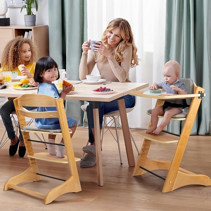 Lcoco&Dream Tripp Trapp High Chair, Adjustable, Anti-tip Grower Chair is Great for Baby's Meals. (Log Color)