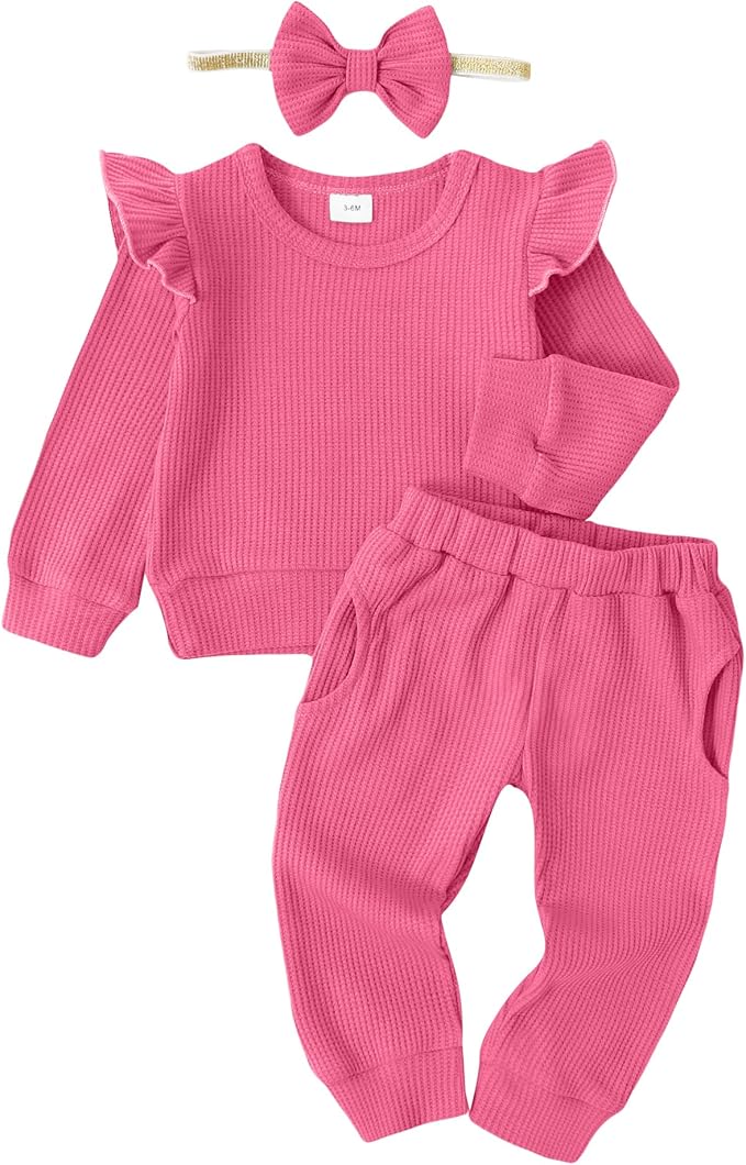 Mioglrie Baby Girl Clothes Infant Toddler Girls Fall Winter Outfits Sweatshirts Clothing Set 3 6 12 18 24 Month 2T 3T