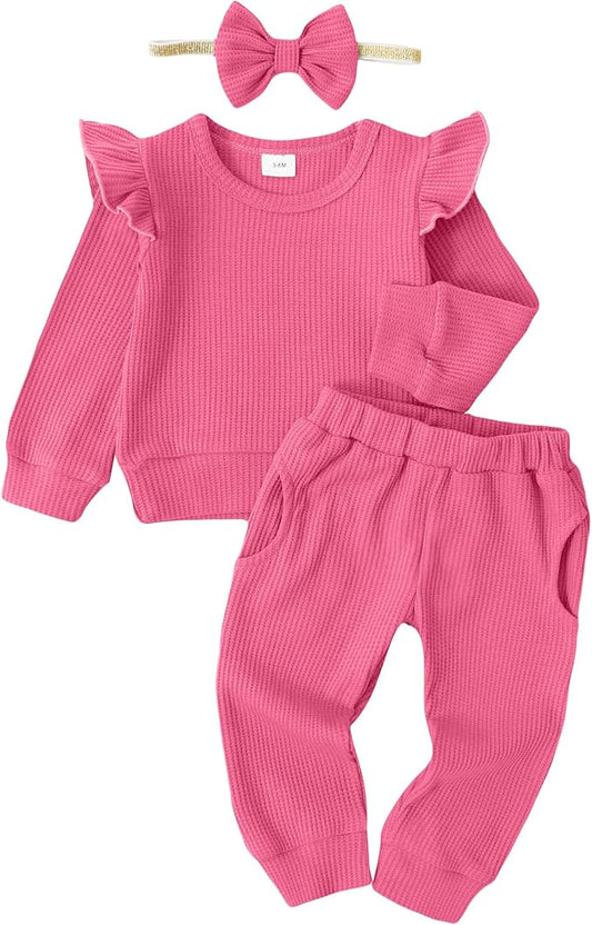 Mioglrie Baby Girl Clothes Infant Toddler Girls Fall Winter Outfits Sweatshirts Clothing Set 3 6 12 18 24 Month 2T 3T