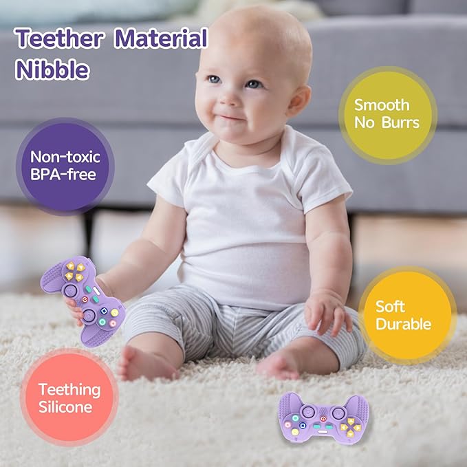 1 Pack Silicone Teethers for Babies 6-12 Months, Teething Toys for Babies 0-6 Months, Remote Teether for Baby, Sensory Toys for Babies,Toddler Infant Girl Boy Gifts