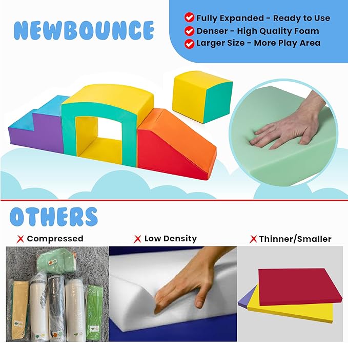 New Bounce Toddler Climbing Toys - Soft Play Set for Kids - Foam Climbing Blocks - Safe Soft Gym Equipment - Great for All Ages