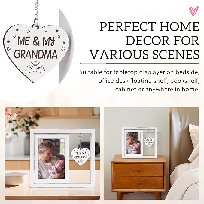 Me and My Grandma Picture Frame,New Grandmother Gifts,Grandma Gifts for New Baby,First Time Grandmother Presents,Room Decor Vintage Style,Baby Gender Neutral Rotating Photo Frame 4x6