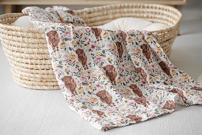 ittle Jump Muslin Swaddle Blankets for Boys Girls, 2 Pack Receiving Baby Blanket Large 47 x 47 inches, Soft Breathable Swaddling Wrap for Unisex Newborn (2 Pack Cow Girls)